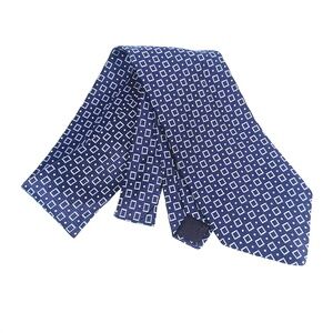 Brooks Brothers 346 Silk Tie Blue Geometric Squares Made in USA